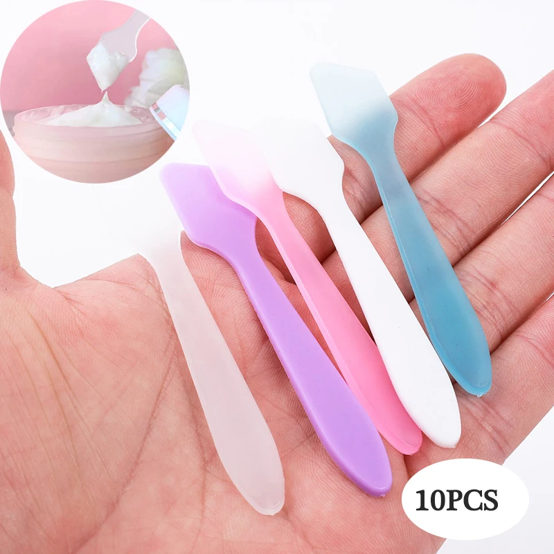 10 Pcs/Set Face Mask Cream Sticks Brush Spatulas Plastic Face Mask Small Spoon Reuse DIY Face Skin Care Mask Mix Make Up Tools