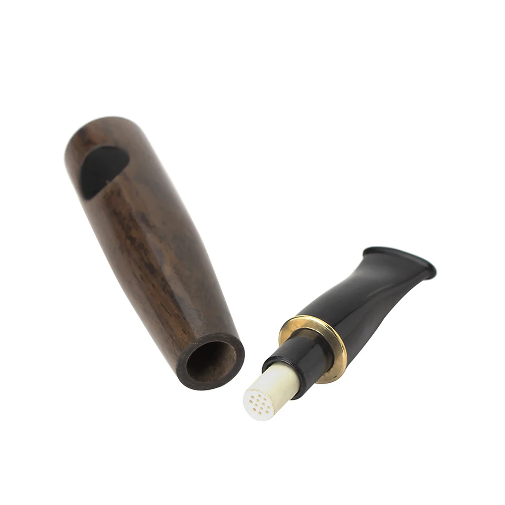 JIBILL Ebony handmade portable straight tobacco pipe 8mm filter element tobacco accessories cigar accessories handmade wood pipe