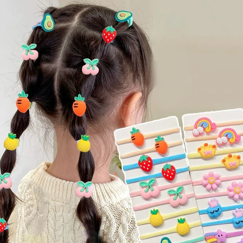 10PCS/Set Cute Cartoon Animals Hair bands Girls Elastic Rubber Band Headwear Hair Accessories Kids Headband Ornaments Gift