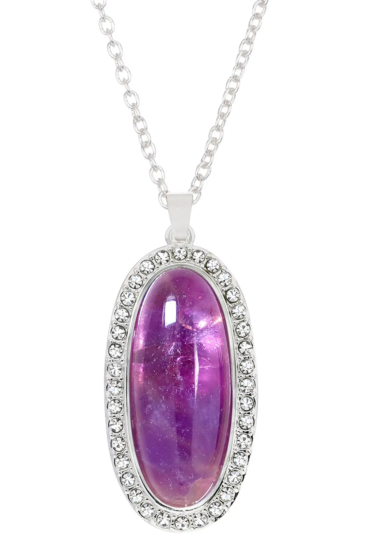 

Amethyst Halo Pendant Necklace Jewelry