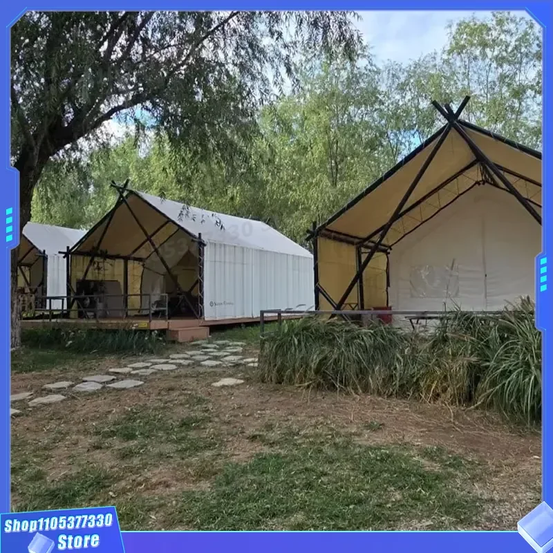HAOTEER Overlanding Nomad Glamping Tent Steel Frame Optional Insulated Liner Wooden Floor-7m Double Oxford Cloth Waterproof