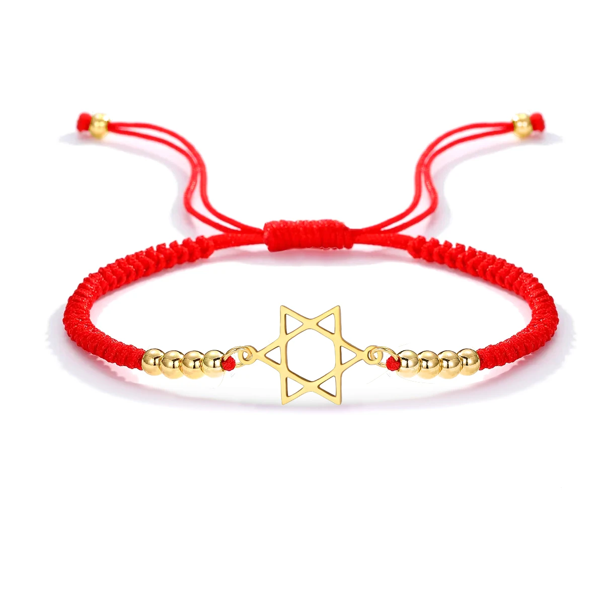 المكرر المصقول الفولاذ المقاوم للصدأ اليهودية نجمة ديفيدز محظوظ سحر سوار المرأة الأحمر سلسلة مكرامية قابل للتعديل مجوهرات الحاضر