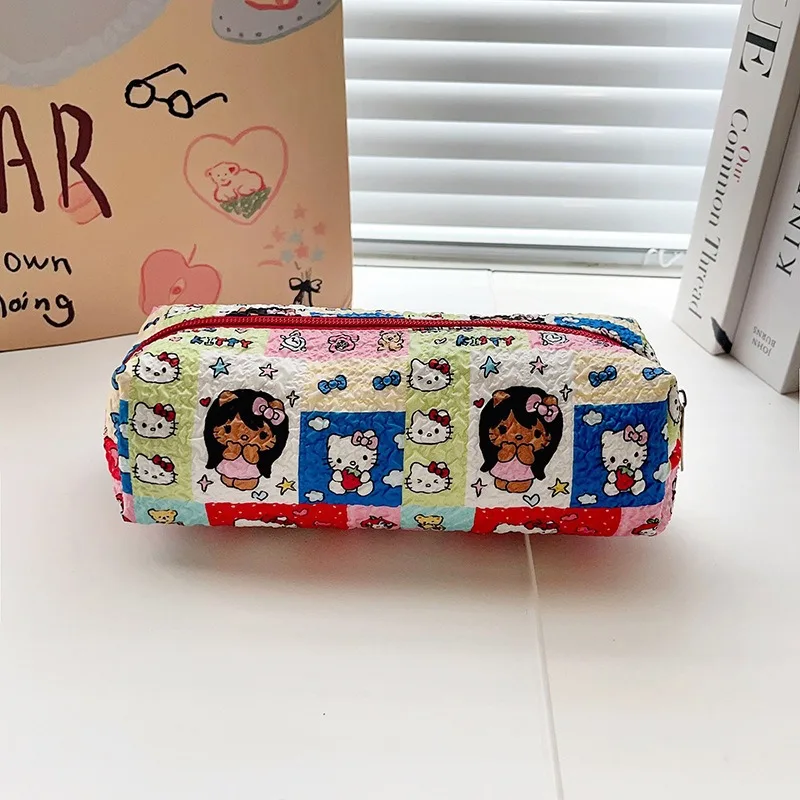 

Hello Kitty Makeup Bag Cute Cartoon Versatile High Beauty Women Accessories Large Capacity Student Supplies Girl Gift Wholesale