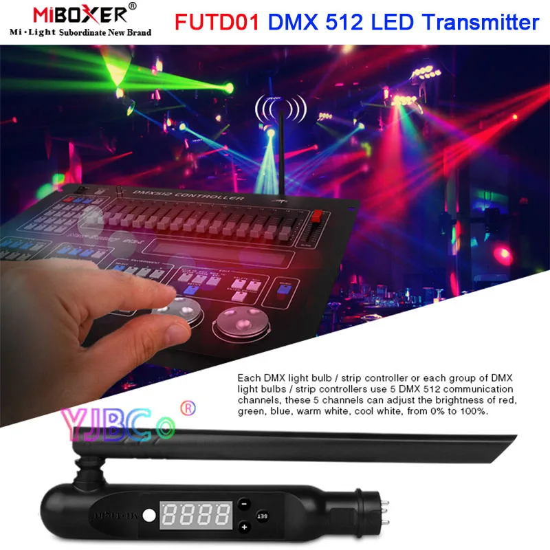 Miboxer 12V 24V 12A Tuya 2.4G WiFi RGB+CCT LED Light Controller DMX Dimmer Bluetooth-compatible 4.2 with DMX 512 LED Transmitter