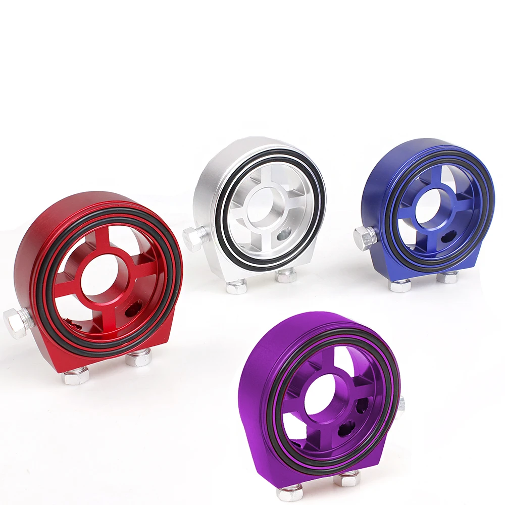 RASTP-Kit adattatore piastra sandwich dispositivo di raffreddamento filtro olio universale in alluminio Adattatore olio Colore blu rosso viola argento RS-OSA007