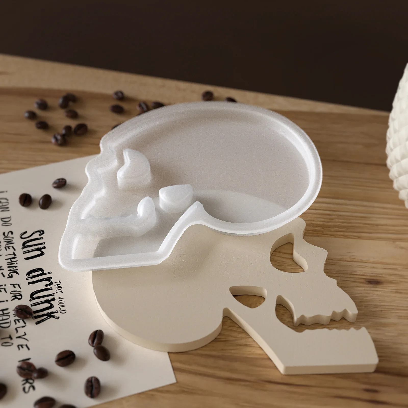 Подставка для головы скелета, силиконовая форма, сделай сам, эпоксидная смола, коврик для кофейной чашки с полкой для хранения, форма для Хэллоуина, декор, ремесло, ручная работа