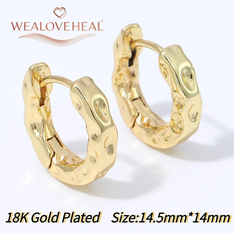 18K vergoldete, gehämmerte Mond-Huggie-Creolen für Damen, unregelmäßige Krater-Textur, Alltagsschmuck, Valentinstag- und Geburtstagsgeschenk – Detail 21