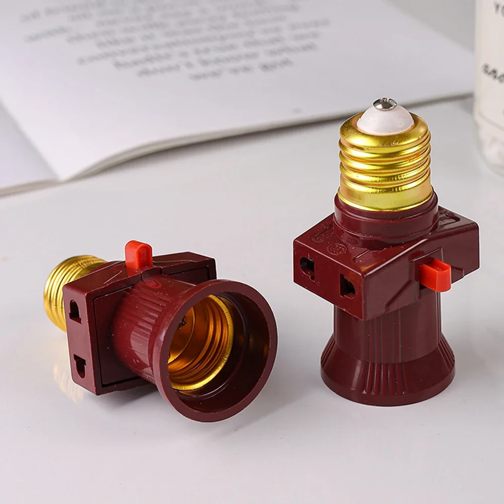 2pcs E27 Screw LED Bulb Adapter With Switch Universal Lamp Socket Kit Double Ring Screw Electrical Switch Parts 110V-240V