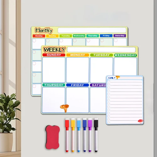 Imagen 1 del producto Planificador semanal mensual magnético, calendario, mesa, pizarra blanca de borrado en seco, pegatina para nevera, tablero de mensajes