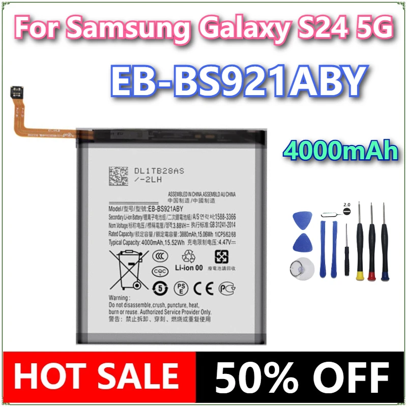 

Brand New EB-BS921ABY 4000mAh Mobile Phone Battery For Samsung Galaxy S24 5G SM-S921U + tools
