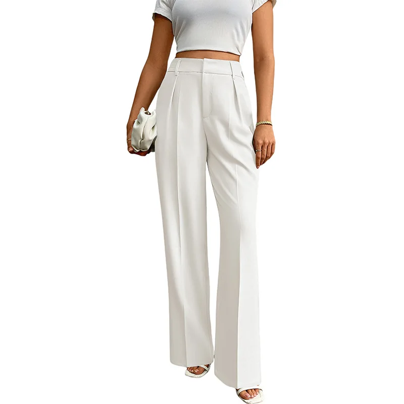 2026 Spring Summer Multicolor Suit Pants Women's Wide-leg Pants Vintage High-waisted Lady Loose Casual Office Straight Trousers