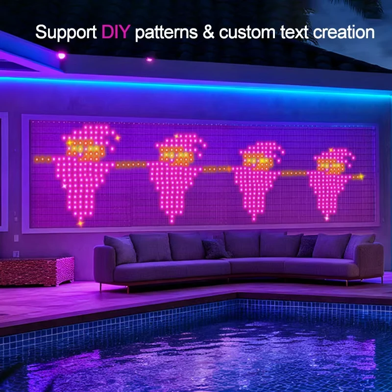 Intelligente LED-RGB-Vorhanglichter, USB-App-Steuerung, String-Musik-Synchronisierung, DIY-Muster und Text, programmierbare Lichterkette für Weihnachten