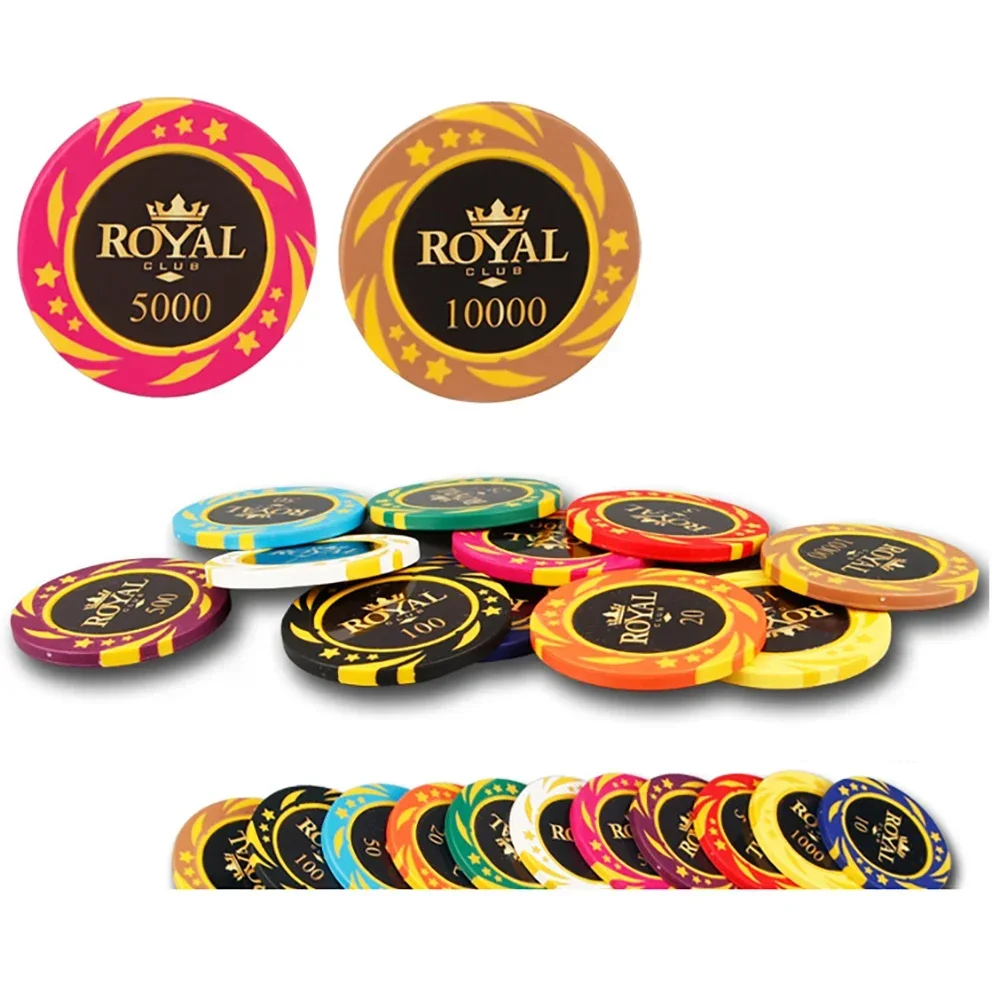 100pcs Clay Texas Hold\'em Poker Chip Set 40mm Casino Card Game Baccarat Entertainment Game Coins 5 Denominations Each 20PCS