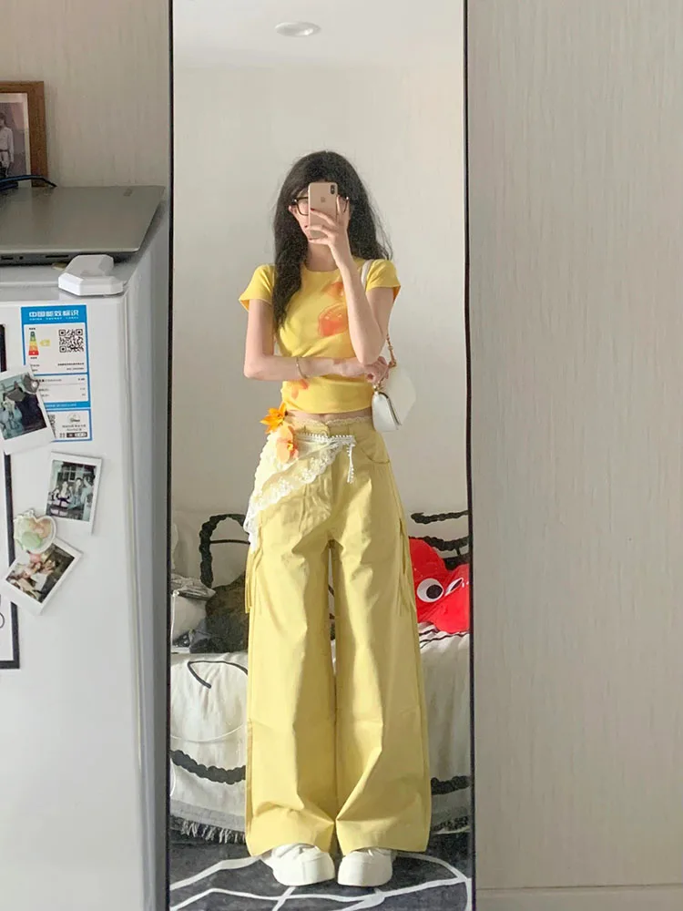 夏用スリムフィット半袖Tシャツ レディース ユニークな宝石の花柄プリントトップ 通勤スタイル コットン 吸汗速乾 ラウンドネック ショート丈