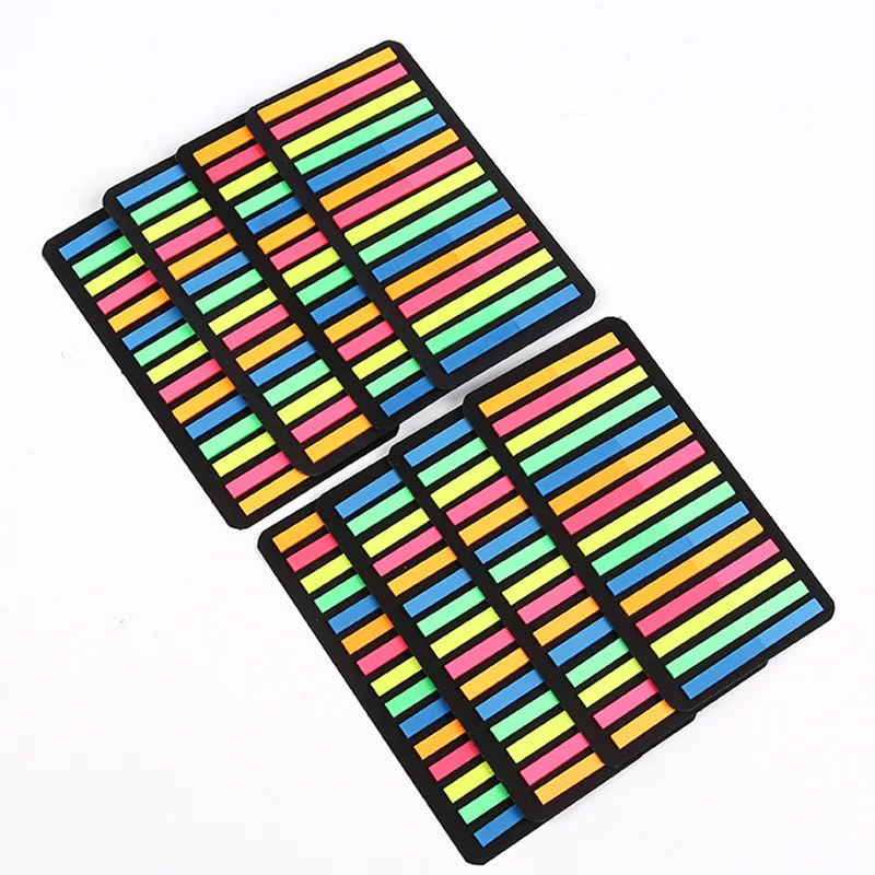 1~6PCS Sticky Bookmarks PVC Sticky Labels Lightweight No Trace  Fashion Fluorescent Self Sticky Notes Lined Memos Decor