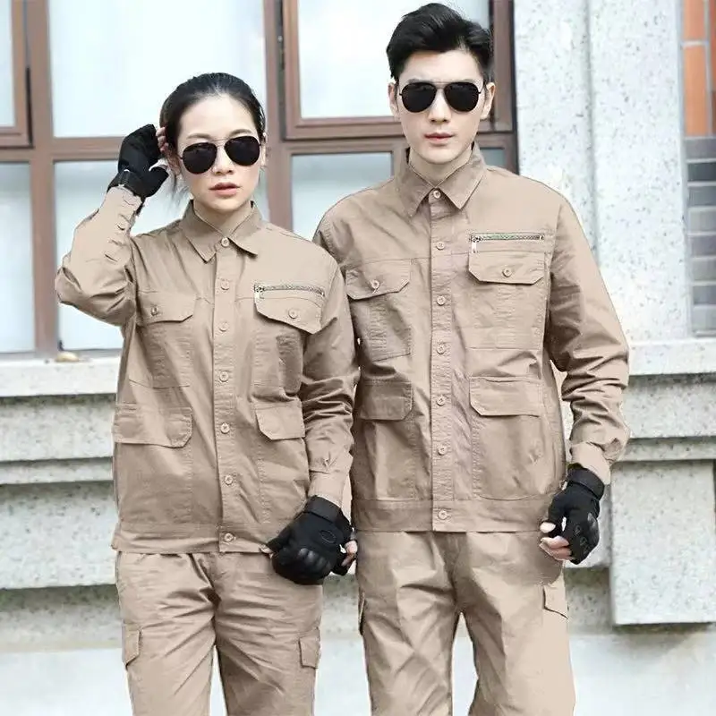 Unisex Summer Thin Pure Cotton Workwear Set Breathable Heat Resistant Labor Uniform For Welding Auto Repair Construction Work