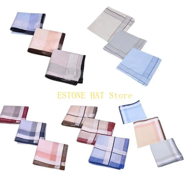 49MF Handkerchiefs 40CM Square Towel Multiuse Sweat Wiping Towel Pocket Square 3Pcs