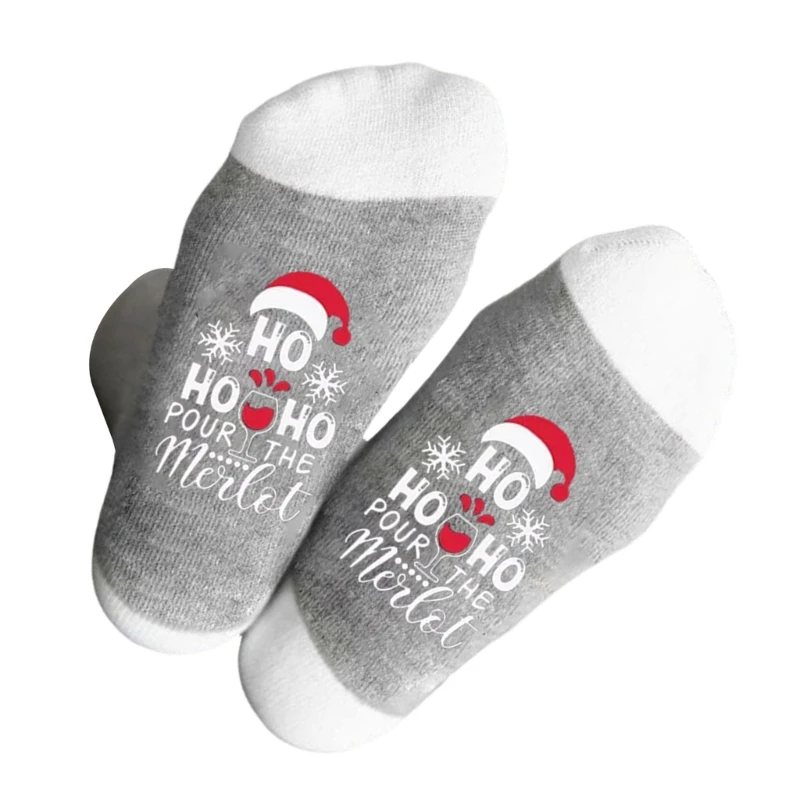 Holiday Cartoon Hat Letter Print Socks for Christmas Novelty Hosiery Gift