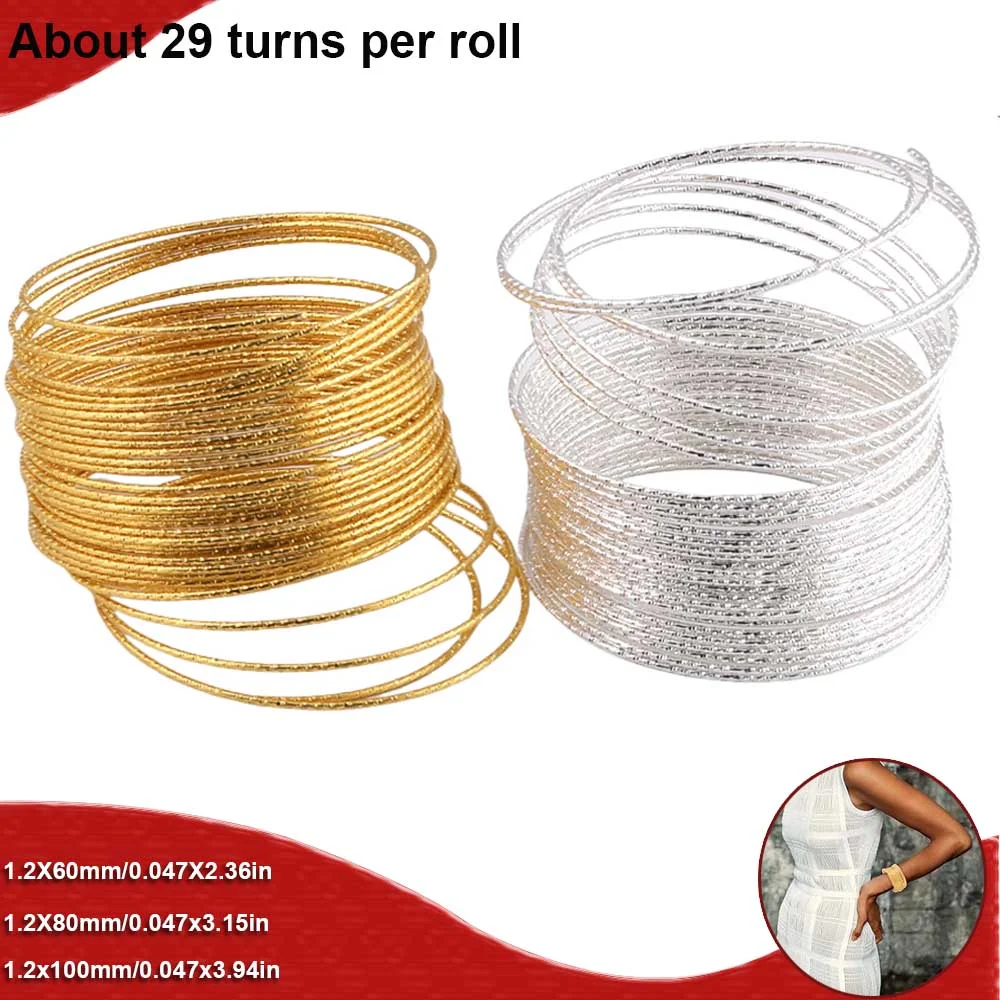 أساور أساور ذهبية/فضية مقاس 1.2 ملم للنساء - مجموعة مجوهرات بوهو متعددة الطبقات قابلة للتكديس. #4