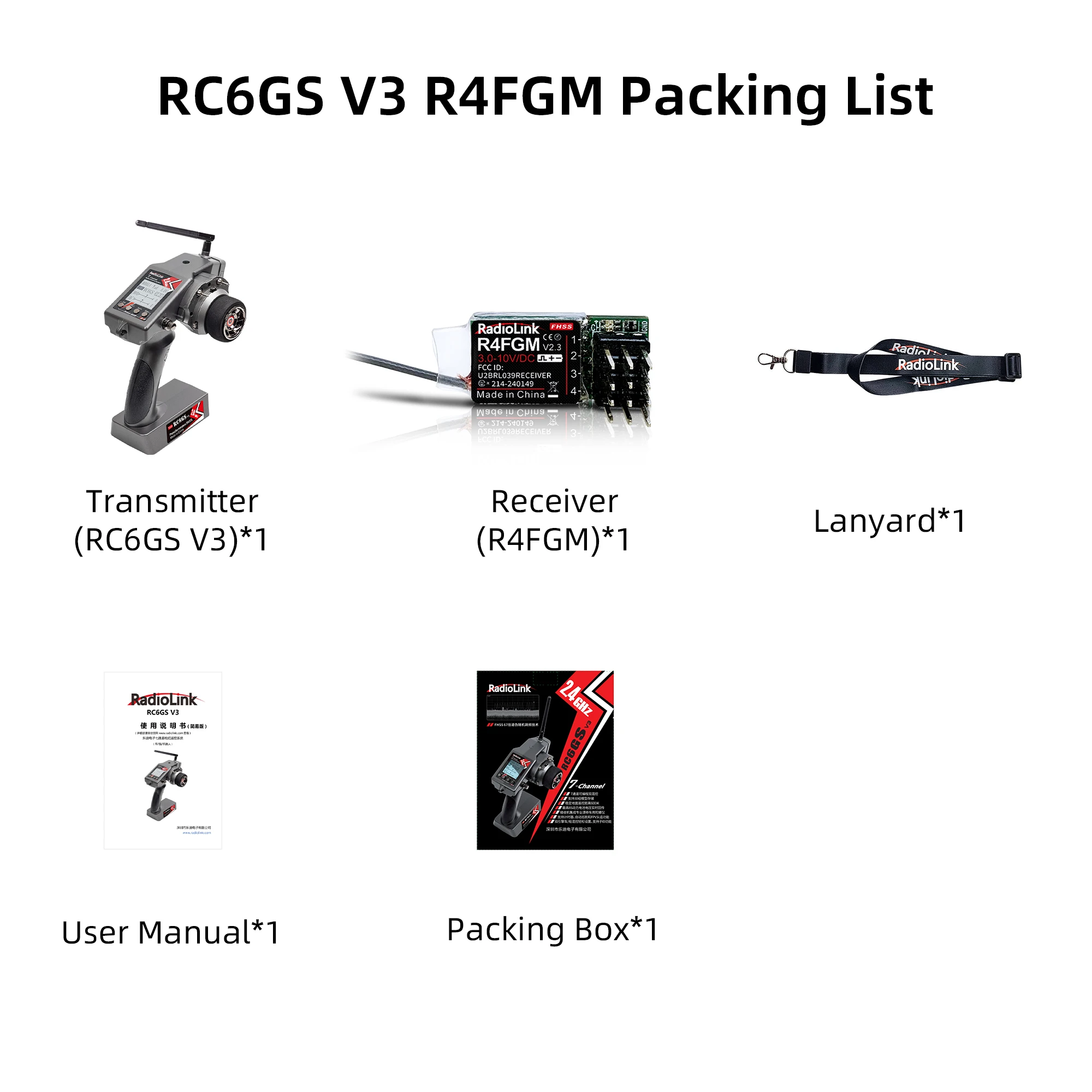 Radiolink RC6GS V3 2,4G 7-Kanal Funksender mit R7FG Empfänger, Gyro und Telemetrie, Fernbedienung für RC-Auto und -Boot – Detail 1