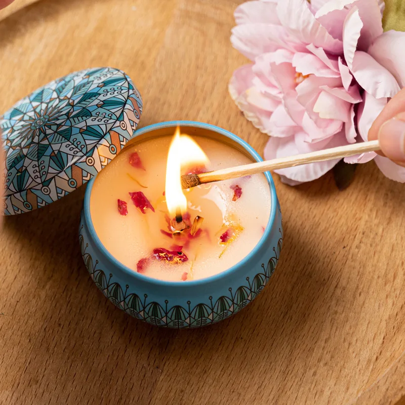 Premium Natural Scented Candle Tinplate Can Soy Wax Decoration Home Soy Wax Plant Complete Fragrance for Festival
