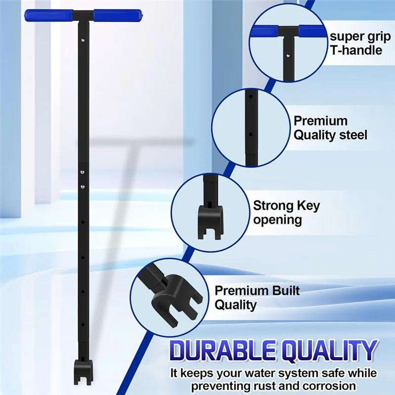 

-A54T Water Meter Key Shut Off Tool 15 Inch To 28 Inch With 4-Way Utilities Key, T-Handle Removable Water Meter Wrench
