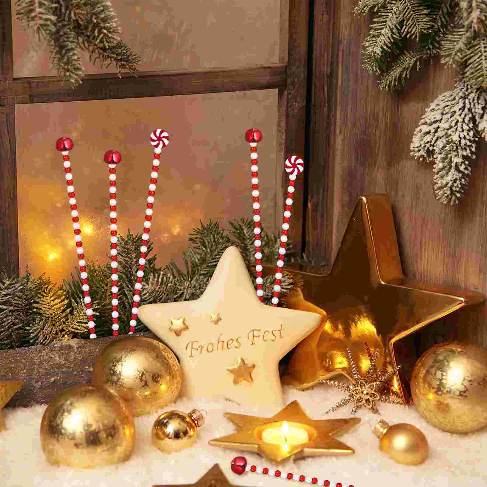 20 Pcs Candy Decorations Red Christmas Ornaments Bell Ornaments For Christmas Tree Outdoor Yard Candy Cane Decorations