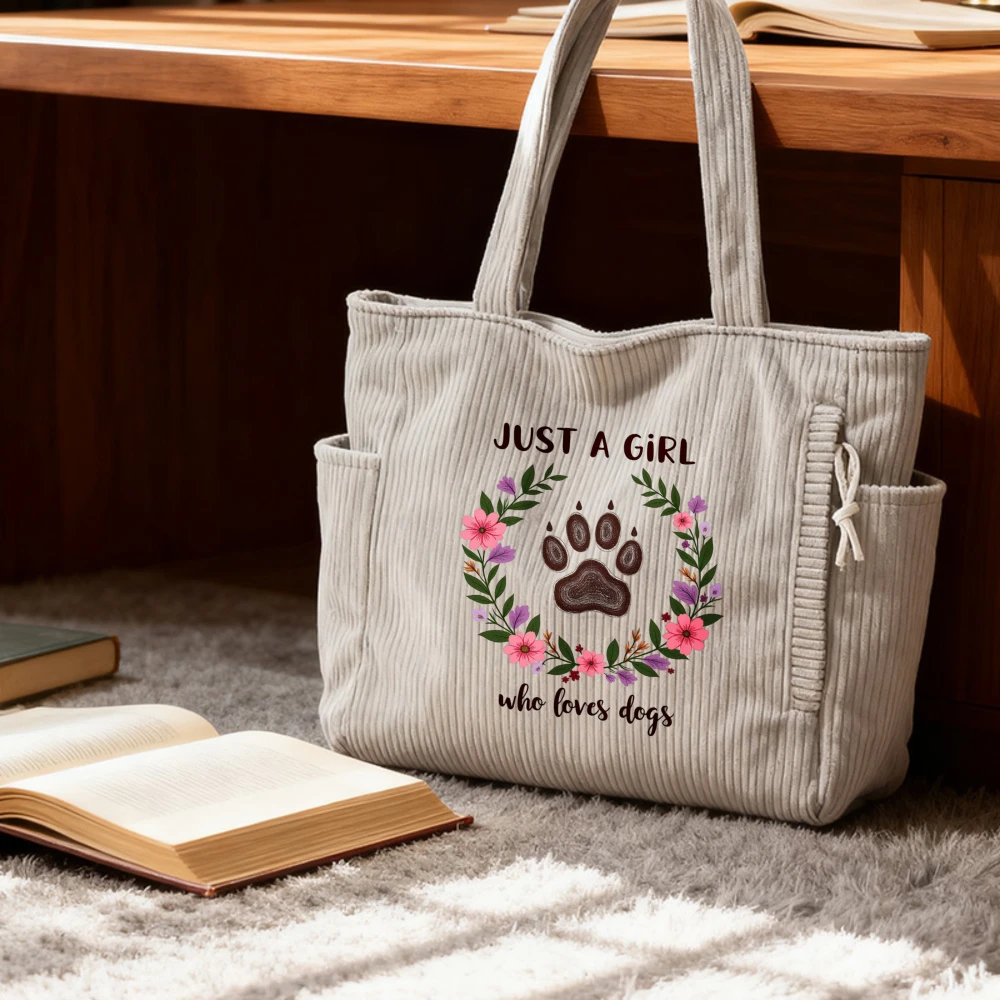 

Dog Lovers Tote Bag,Corduroy Shoulder Bag,Perfect for Mother's Day,Birthday,Christmas,Thank You Gift,Daily Use,Commuting