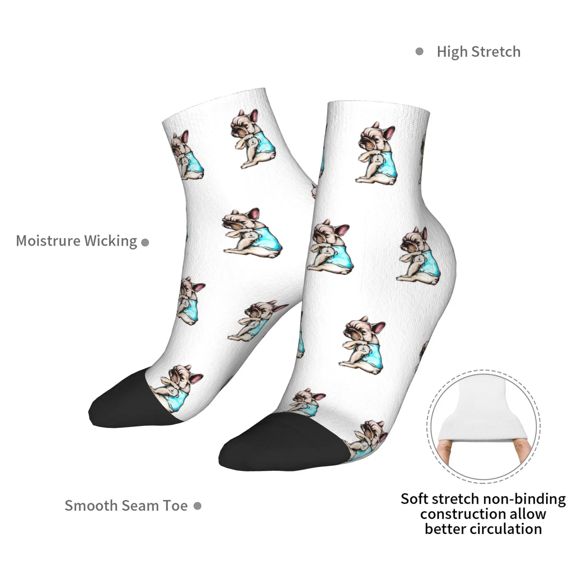 Calcetines de animales Bulldog Francés para todas las estaciones, calcetines deportivos Harajuku de tubo medio, medias suaves y divertidas para hombres y mujeres, regalos de navidad