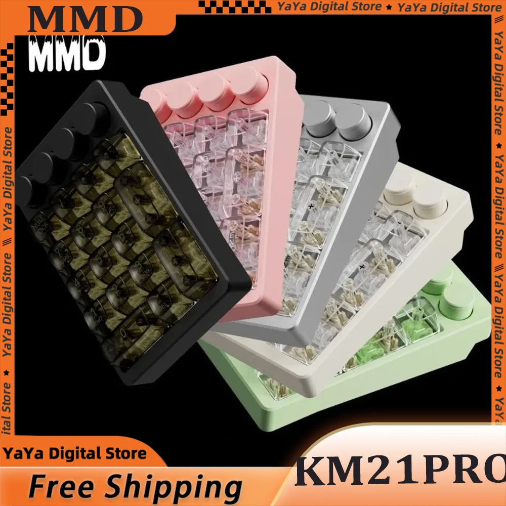 

MMD KM21 Pro Mechanical Keyboard Wireless Tri-Mode Knob Hot-swap Aluminum 21Keys Designer Keypad VIa Custom Numeric Keyboard new
