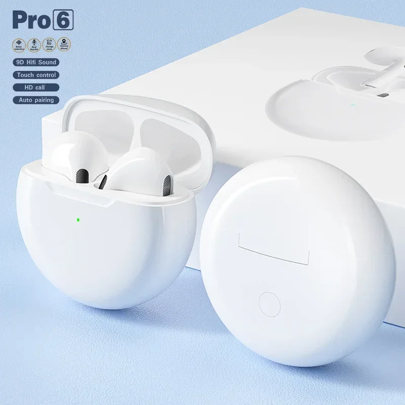 Original Pro 6 TWS Wireless Headphones with Mic Fone Bluetooth Earphones Sport Earbuds Pro6 J6 Headset Earbuds for Xiaomi Huawei