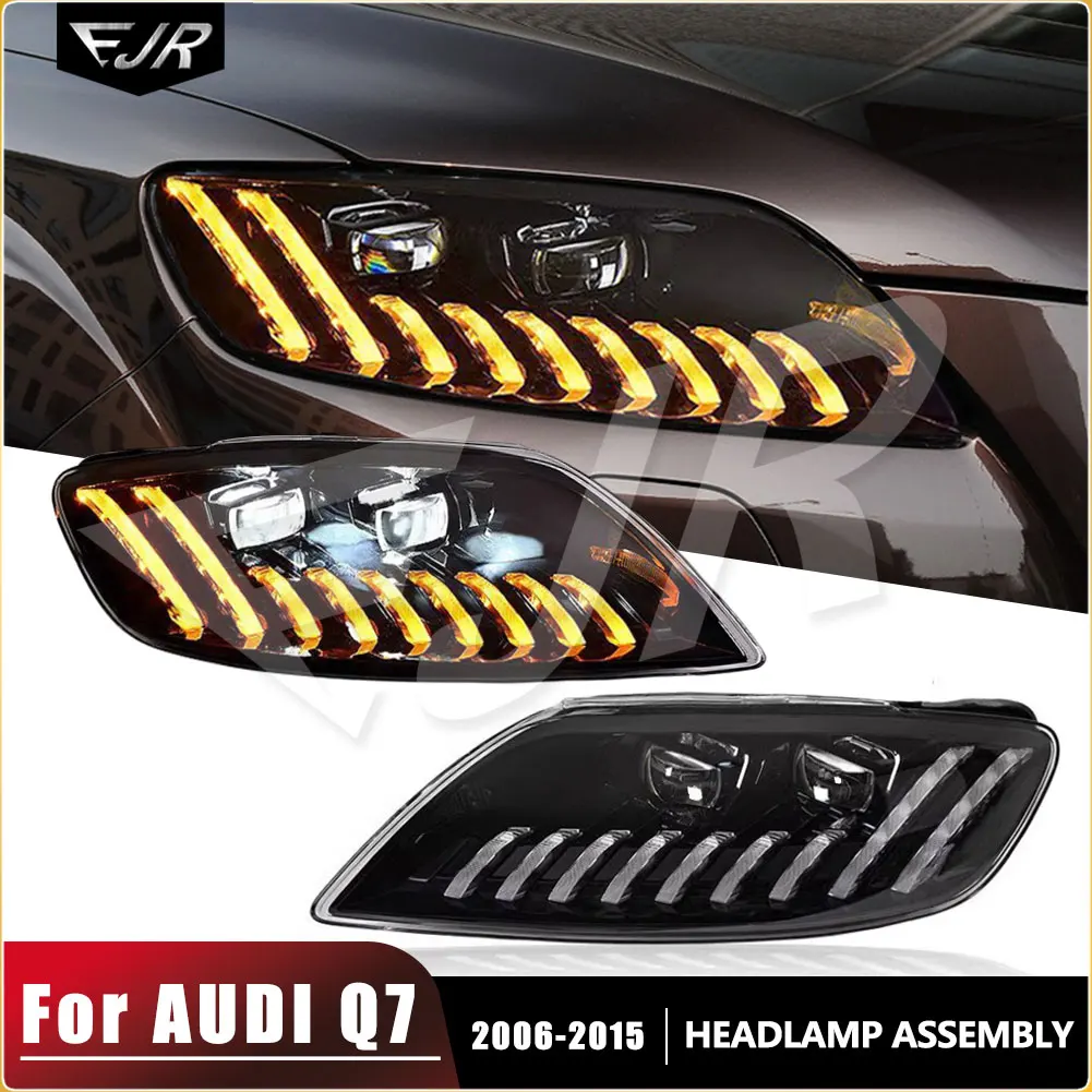 Car Accessories LED Headlights Assembly For Audi Q7 2006-2015 Upgrade New Style DRL Yellow Turn Signal Front Head Light Lamps