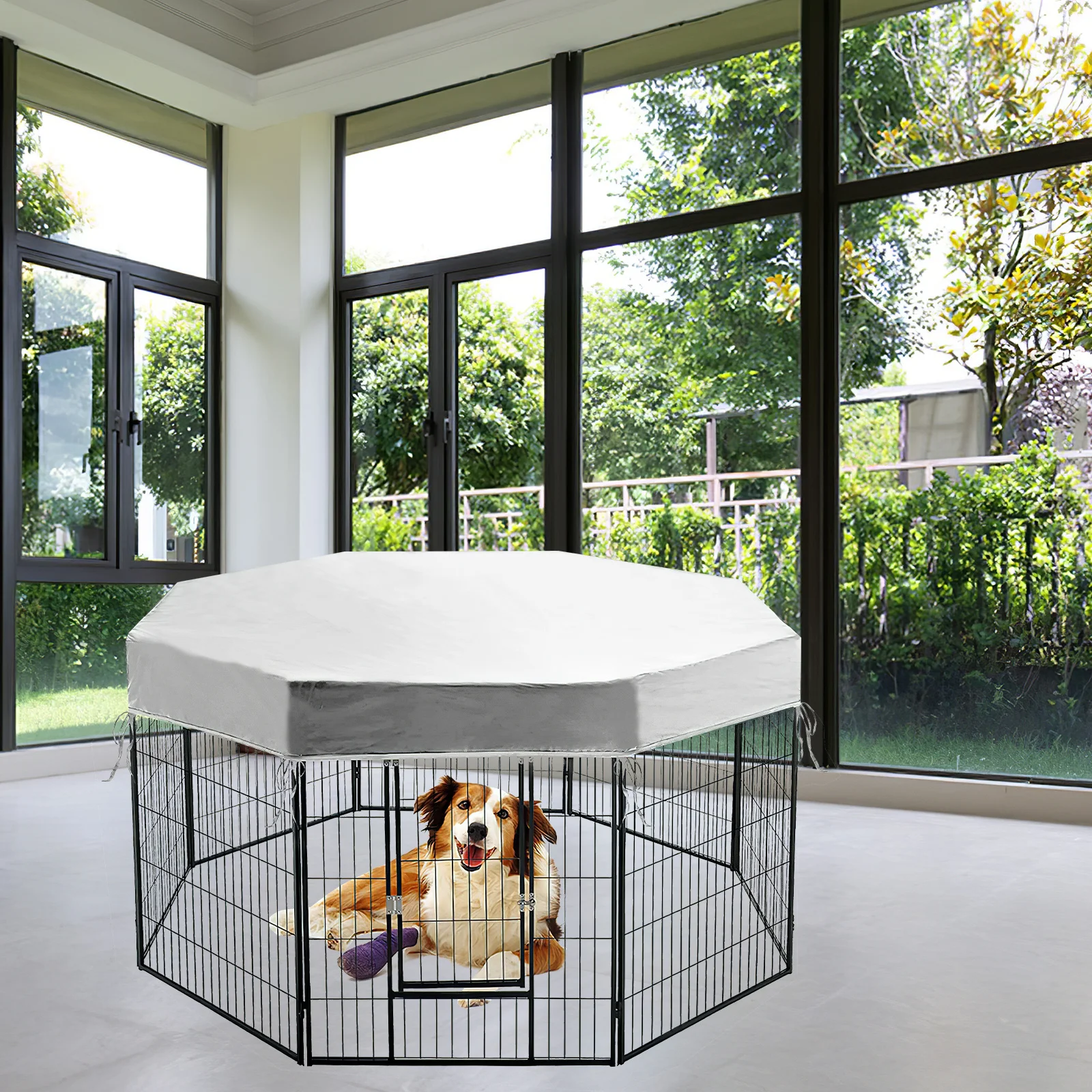 ผ้าคลุมคอกกั้นสุนัขกลางแจ้ง กันแดด กันน้ำ ผ้าคลุมกรงสัตว์เลี้ยง น้ำหนักเบา พกพาสะดวก สำหรับตั้งแคมป์และสนาม