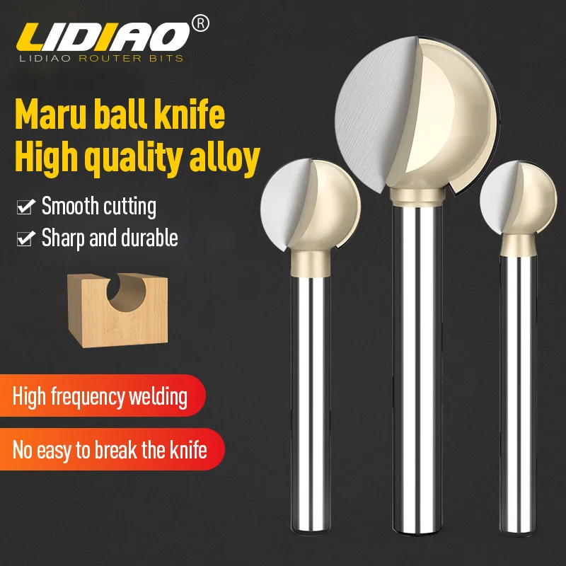 

LIDIAO Ball Nose Round Carving Bit Tungsten CNC Carbide Cheap Milling Cutter Shank 6mm Wood Round Ball Bit Woodworking Tools