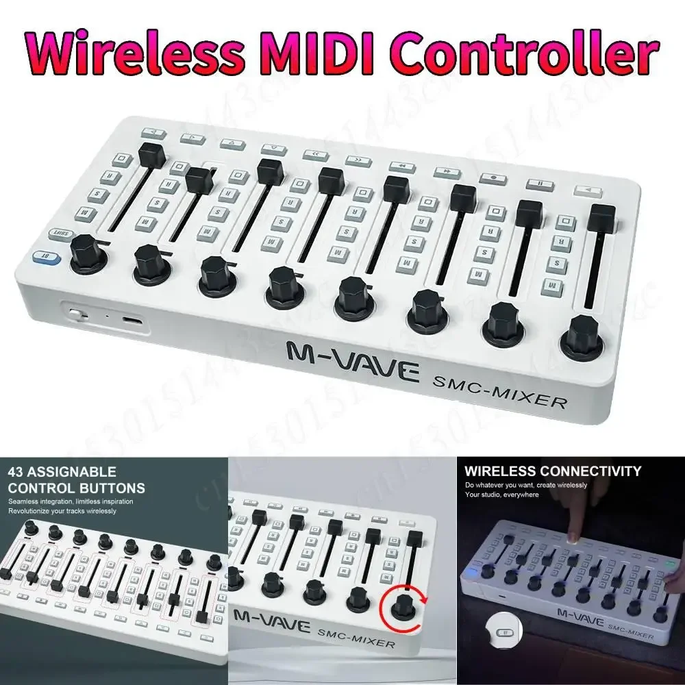 

M-VAVE SMC-Mixer Wireless MIDI Controller Mixing Console BT Connection USB Controller Mixer for Most Electroacoustic Instruments
