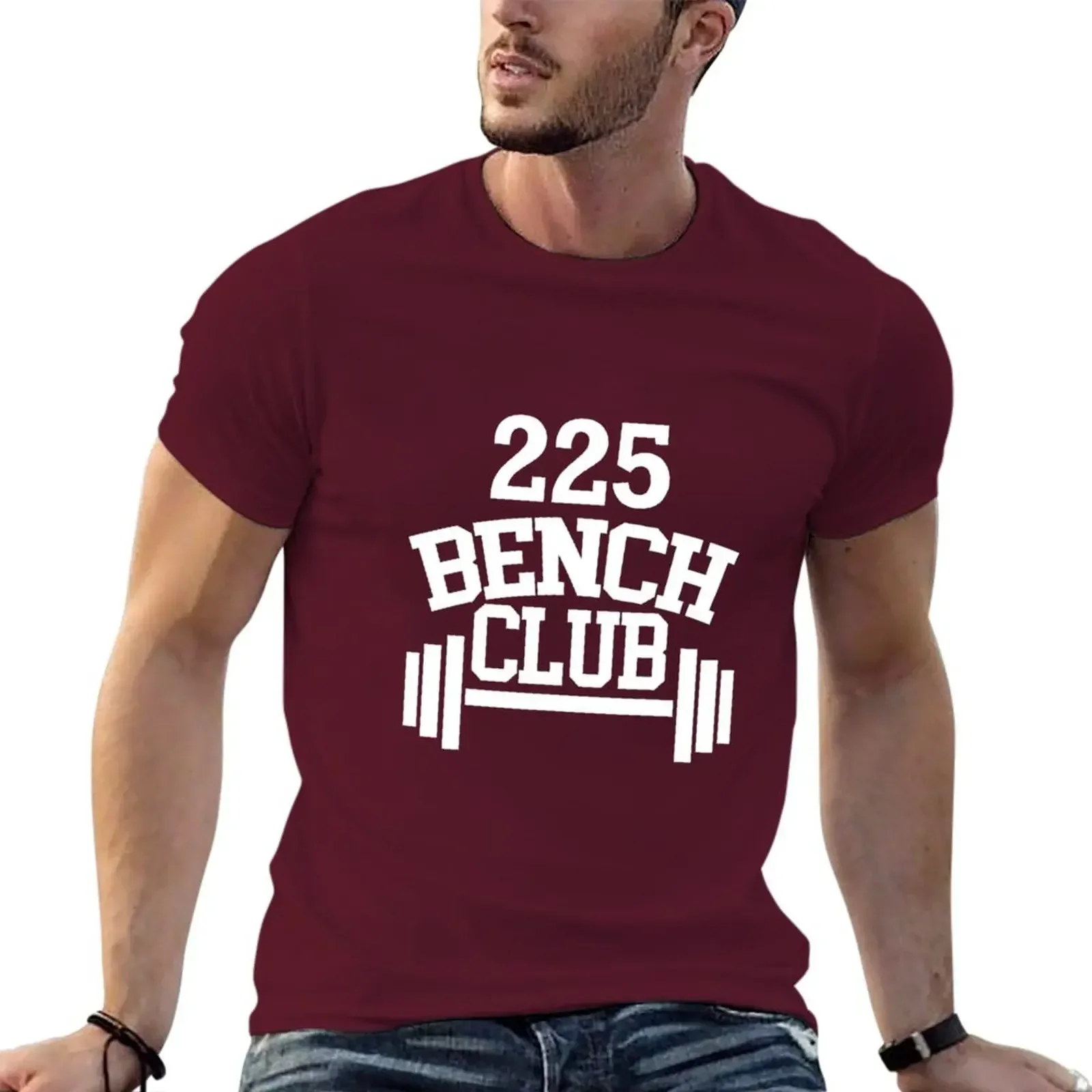 Blouse boys whites mens graphic t-shirts pack 225 lbs Bench Press Club Member T-Shirt men clothing oversized graphic harajuku