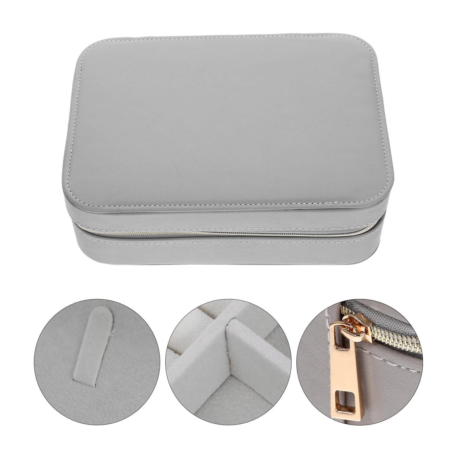 

Jewelry Box for Women with Zipper Travel Storage Organizer Rings Necklaces Bracelets Desktop Container Case Holder