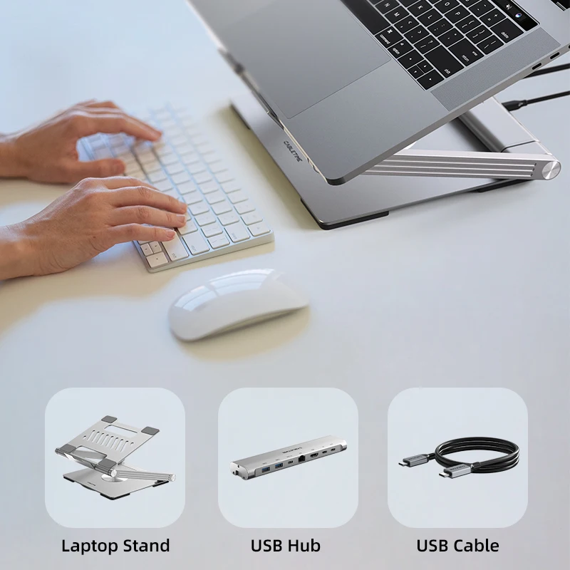 حامل لرسو السفن للكمبيوتر المحمول CABLETIME 6 في 1 USB C Hub 360 °   دوران 4K60 هرتز RJ45 PD 100W HDMI Port لأجهزة الكمبيوتر المحمول MacBook Pro Dell HP