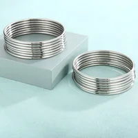 Bracelet Simple en acier inoxydable pour femmes et hommes, couleur or argent, fil géométrique rond, bijoux tendance, cadeaux 6