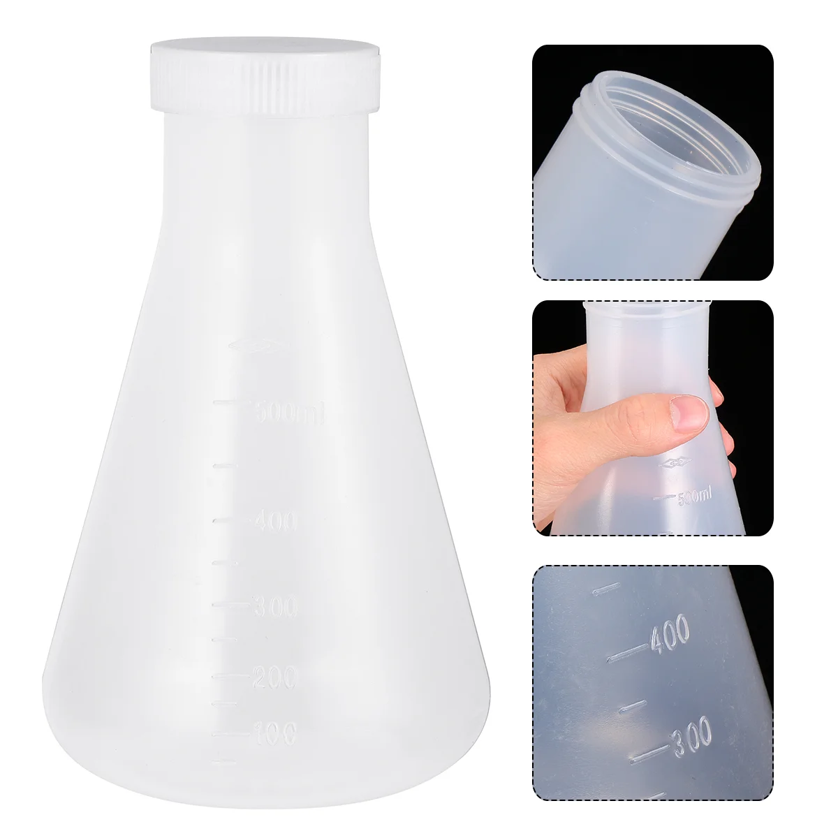 3 Pcs Plastic Erlenmeyer Flask with Stopper Conical for Chemistry Flasks Beaker