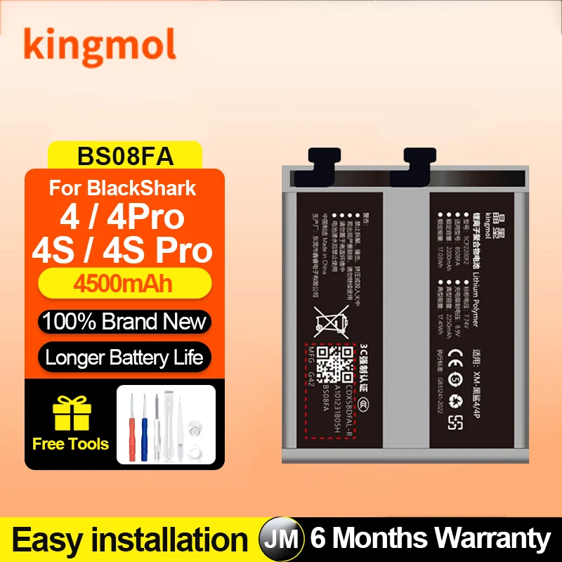 Kingmol BS08FA Battery for Black Shark 4 Pro 4S 5RS BlackShark Replacement Lithium Polymer Batteries with Free Tools