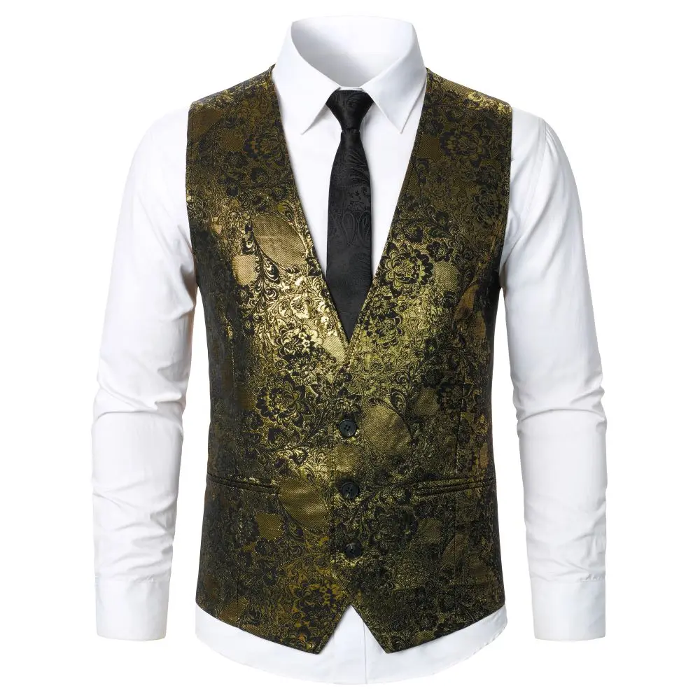 Men's Suit Vest Luxury Texture Fabric Casual Style Waistcoat For Men Wedding Dinner Party Conference Barmaid Men's Suit Vest