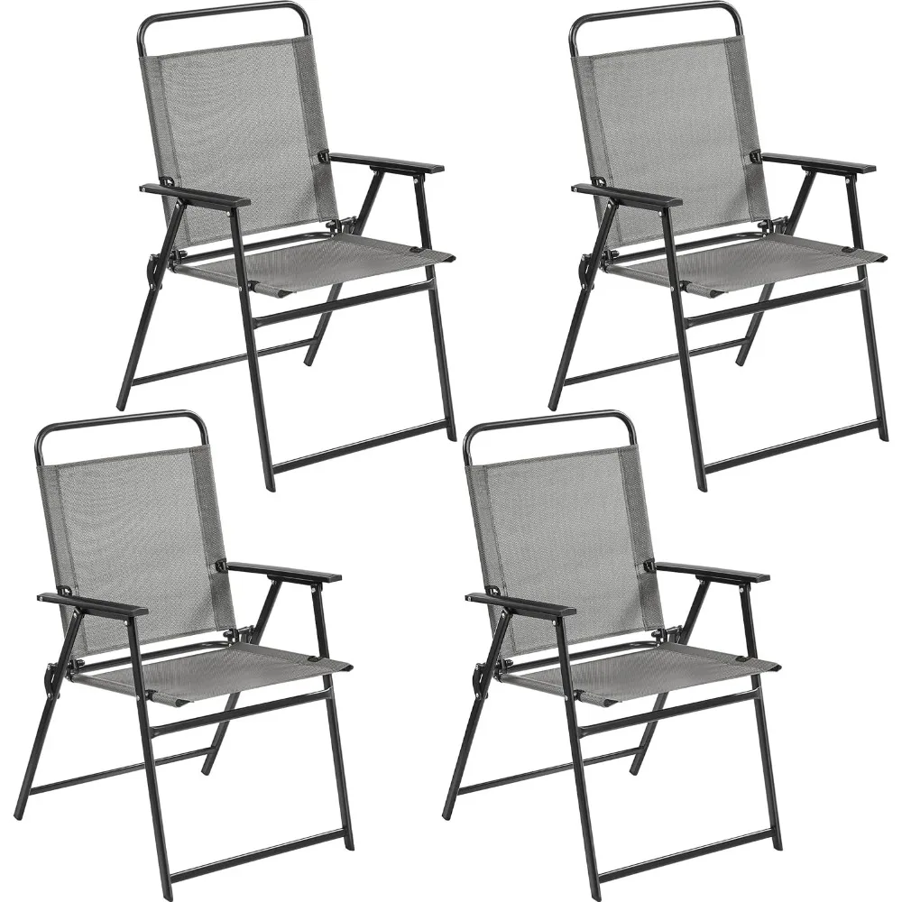 

Outdoor Patio Chairs Set of 4, Folding Patio Chairs with Metal Frame, Armrests, Portable Dining Chairs