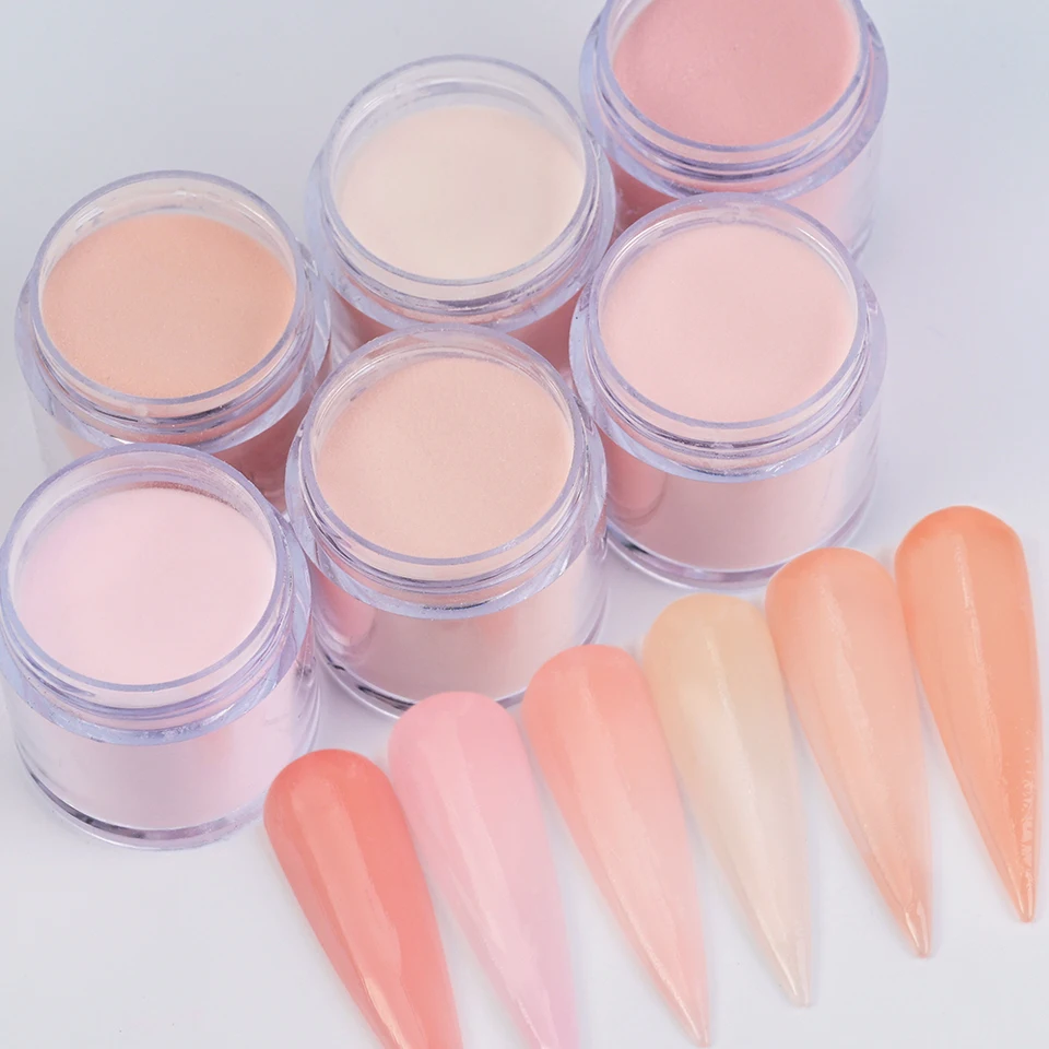 Polvo acrílico para uñas en 6 colores nude/rosa, 7g por frasco, para extensiones francesas, tallado 3D, inmersión y secado rápido 4