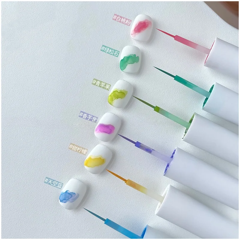 

Summer Ice Cream Nail 6-Color Gradient Fluid 6ml Creative DIY Design Nail Gel Paint Salon Gel for Blooming Marble Art Pastel Set