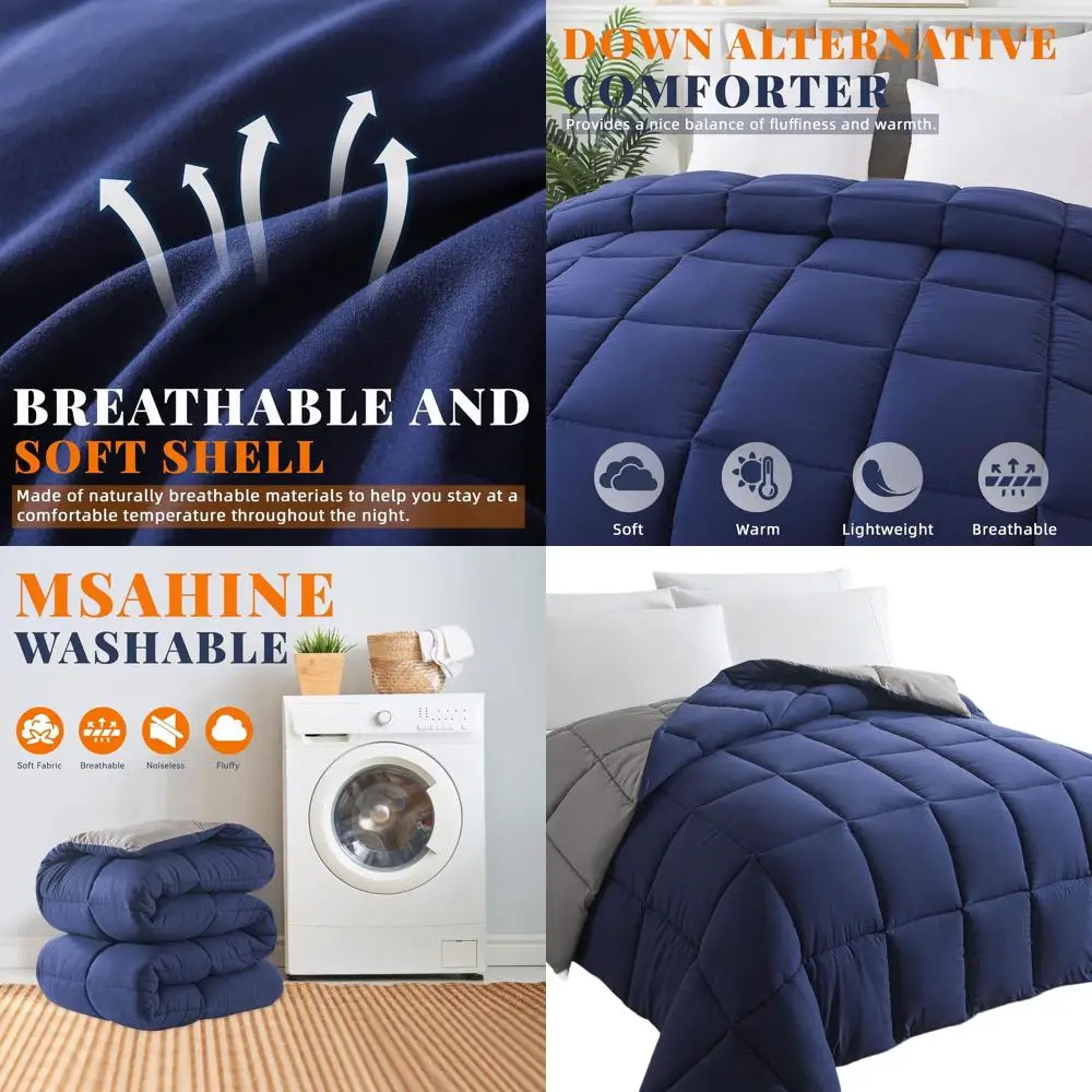 

Всесезонное стеганое одеяло-вкладыш (сине-серое), 82x86, мягкое, для зимы и лета