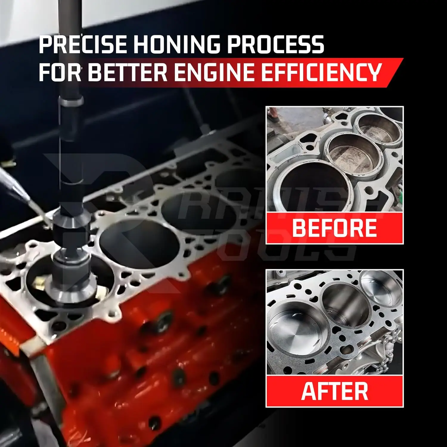ylinder Hone Kit 2.5" to 5.5" with 4 Extra Carriers Adjustable Handheld Honing Machine Tool Kit with 16 Stones Sizes 4" x1/2" x1