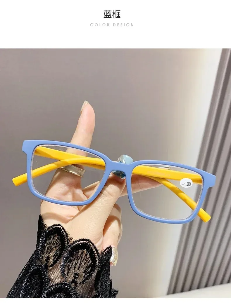 Übergroße quadratische Lesebrille für Damen, blaues Licht blockierend, großer Rahmen, hochwertige Presbyopie-Brille, Dioptrien 0 ~ + 3,5 Gafas – Detail 7