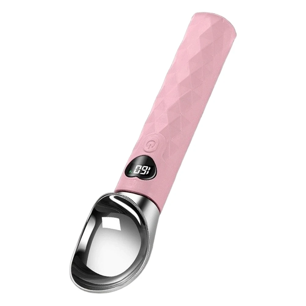 USB Rechargeable Heated Ice Cream Spoon with LED Display for Temperature and Battery Monitoring Metal Body Construction