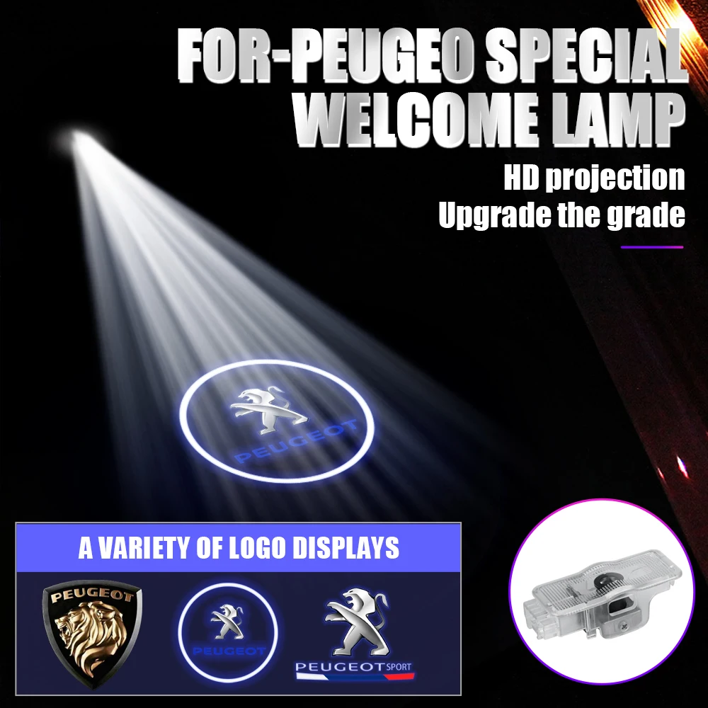 2 uds Peugeot luz de bienvenida para puerta de coche lámpara de proyector láser LED para Peugeot 2008 208 301 RCZ 407 608 408 308 3008 Rifter 5008 508